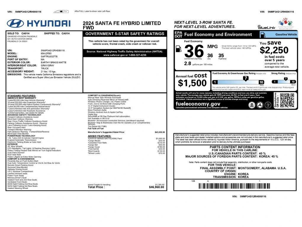 hyundai santa fe 2024 5NMP34G12RH006116 image hyundai santa fe 2024 5NMP34G12RH006116 image